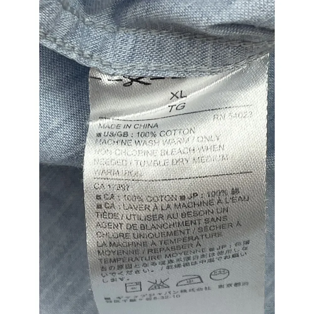 Banana‎ Republic Shirt Mens XL Blue Cotton Soft Wash Tailored Slim Fit Button Up